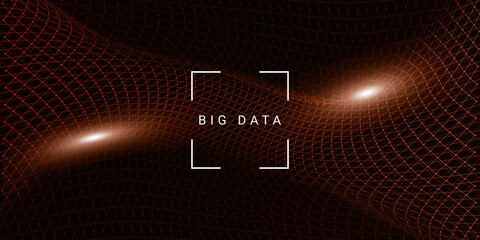 Wall Mural - big data abstract background with futuristic technological mesh over dark background
