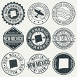© josepperianes - New Mexico Set of Stamps. Travel Stamp. Made In Product. Design Seals Old Style Insignia.