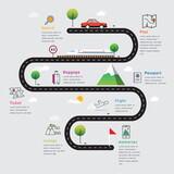 Fototapeta Miasta - Road map and journey route timeline infographics