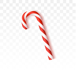 Wall Mural - realistic xmas candy cane isolated on transparent backdrop. christmas cane, christmas candy, christm