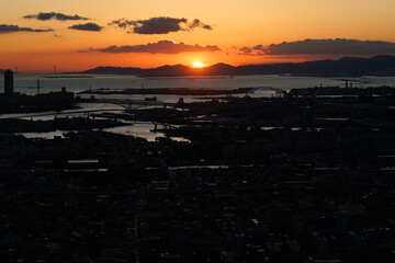 Canvas Print - Sunset city view in Osaka.