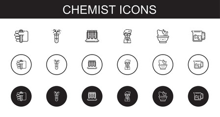 Sticker - chemist icons set