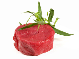 Raw Beef Fillet Steak on white Background - Isolated