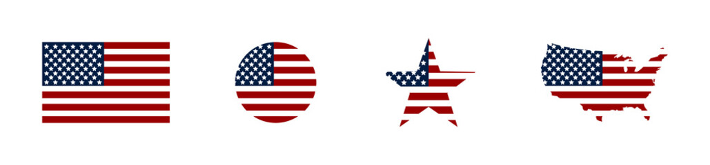 Wall Mural - usa. american flag with usa map and stars. america. usa flag. vector illustration