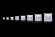 Small to Big Princess Cut Diamond in Black Background with Reflection