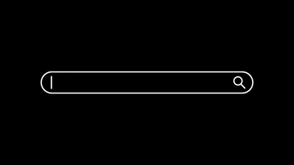 Search bar animation on black and white backgrounds, self drawing icon