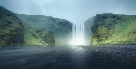 Wall Mural - Skogafoss waterfall, summer time, Iceland