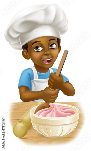 A young black little boy ca...