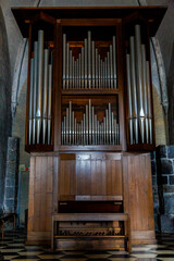 Wall Mural - Varenna, lake Como, Italy September 20, 2019. Stunning interior of the Italian Cathedral. Organ.