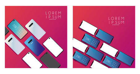 Poster - set of mockup smartphones devices icons