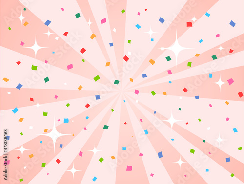 紙吹雪と集中線の背景 ピンク Stock Vector Adobe Stock