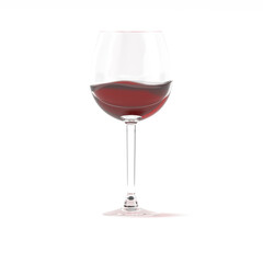 Red wine in glass 3d rendering