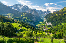 View Of The Lauterbrunnen Valley In Swiss Alps