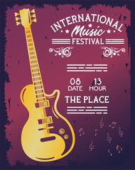 Poster - international music festival poster with electric guitar