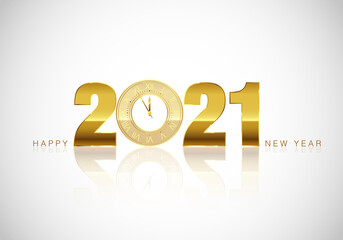 Wall Mural - new year greeting card. golden clock instead of zero in 2021. holiday decoration element for banner 