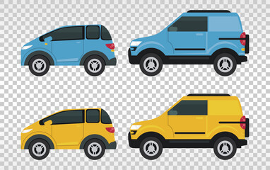 Poster - mockup cars colors blue and yellow isolated icons