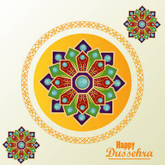 Canvas Print - happy dussehra celebration card with mandalas