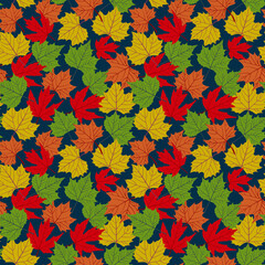 Wall Mural - Falling autumn leaves seamless pattern. Vector illustration background