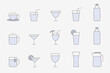 © Pavel-reDesign - Soft drink Icons set - Vector color symbols of water, soda, juice, cocktail, cup, can, mug, coffee, tea for the site or interface