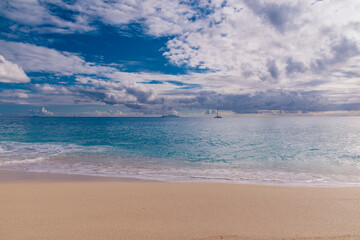 Sticker - panorama of the island of Sint Maarten island in the Caribbean