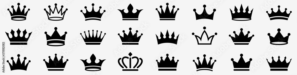 Crown icon set. Crown sign collection. Vector - obrazy, fototapety, plakaty 
