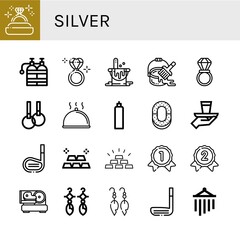 Wall Mural - Set of silver icons