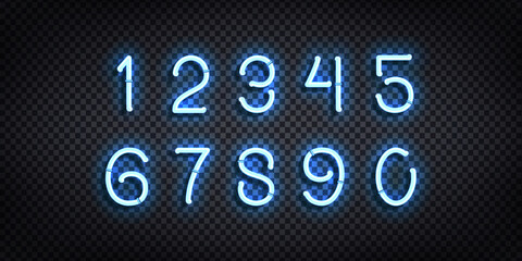 Wall Mural - Vector set of realistic isolated neon sign of Numbers logo for template decoration and layout covering on the transparent background.
