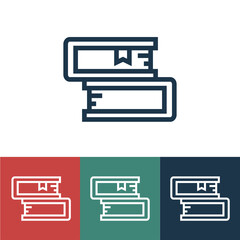 Sticker - Linear vector icon with textbooks