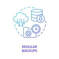 Regular backups concept icon. System restore. Cloud backup service idea thin line illustration. Restore lost data event. Computer data coping. Vector isolated outline RGB color drawing