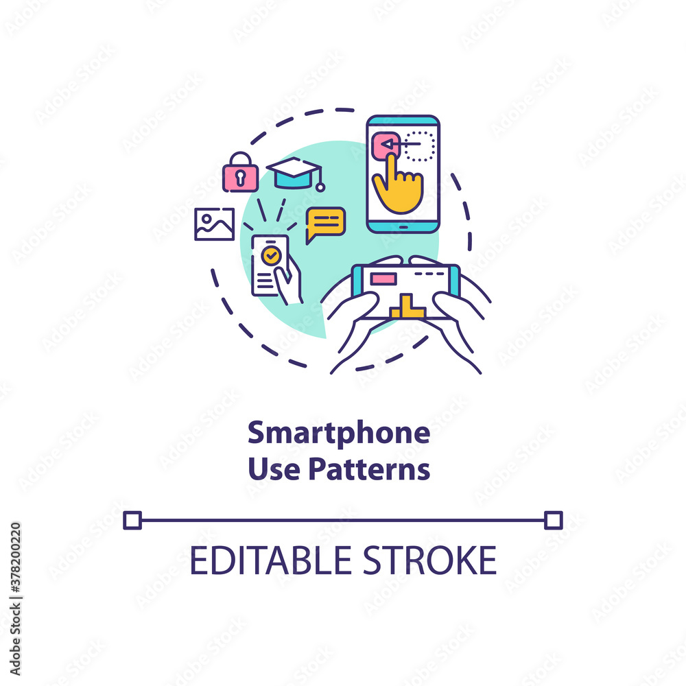 Smartphone use patterns concept icon. Users identification ...