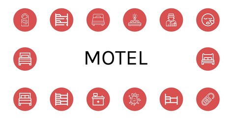 Poster - motel simple icons set