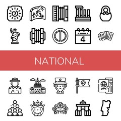 Wall Mural - national simple icons set