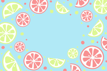 Wall Mural - Summer background with juicy fruits and copyspace. Vector