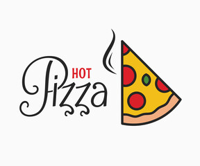 Canvas Print - Hot pizza logo. Pizza slice on white background