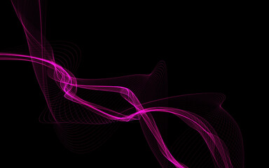 Dark abstract background with a glowing abstract waves