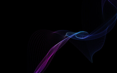 Dark abstract background with a glowing abstract waves