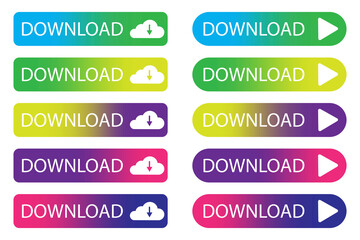 Wall Mural - download buttons. icons for the site. multicolored set of download buttons. vector illustration. sto