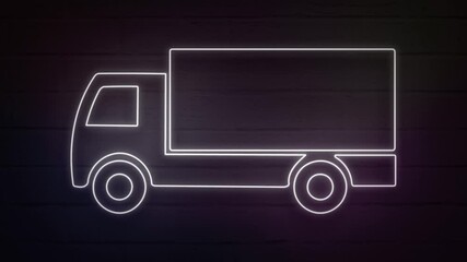 Poster - realistic neon truck for decoration and covering on the wall background.