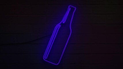 Canvas Print - realistic neon wine bottle for decoration and covering on the wall background.