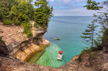 Landscape In Pictured Rocks National Lakeshore On Lake Superior In Michigan, USA
