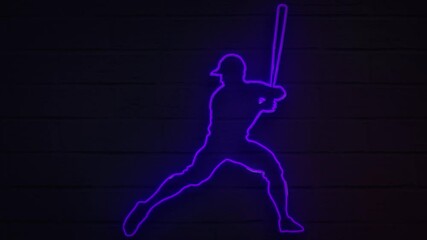 Wall Mural - realistic neon baseball player for decoration and covering on the wall background.