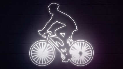 Canvas Print - realistic neon cyclist for decoration and covering on the wall background.