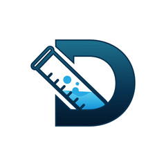 combination letter D with science flask Lab logo vector