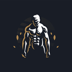 Wall Mural - Fitness man with muscles 