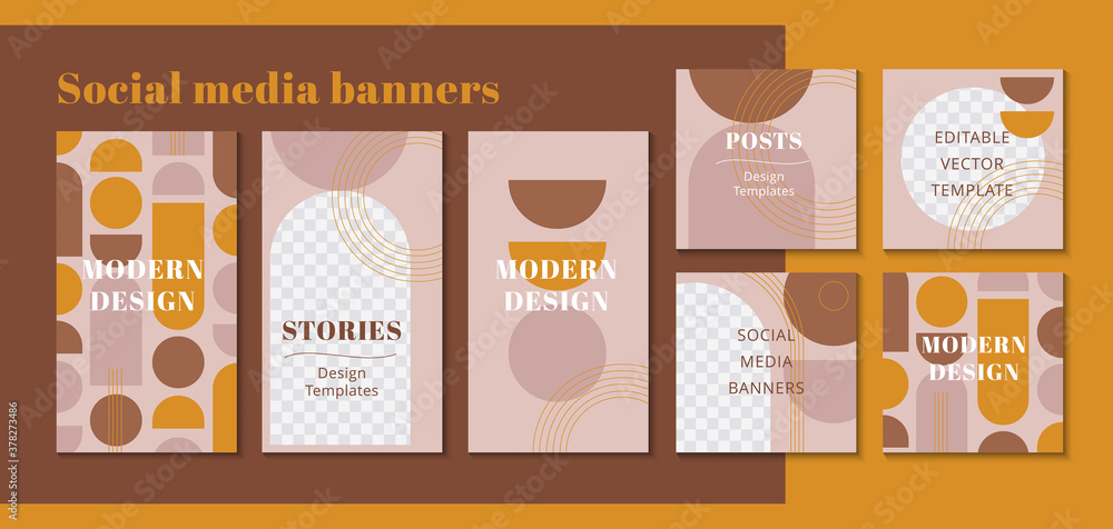 Modern web banner for social media mobile apps, geometric design in ...