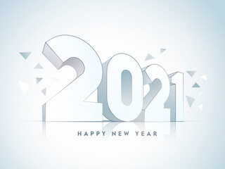 Poster - 3D 2021 Text with Triangle Shapes Decorated on Glossy Background for Happy New Year.