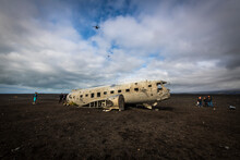 abandoned plane on southern Icelandic beach close to Vik. Iceland