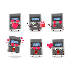 Wall Mural - Atm machine cartoon character with love cute emoticon