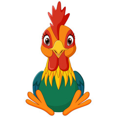 Poster - Cartoon baby rooster dinosaur sitting