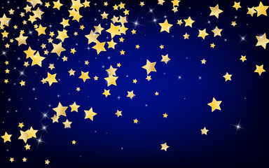 Wall Mural - Golden Abstract Stars Vector Blue Background. 